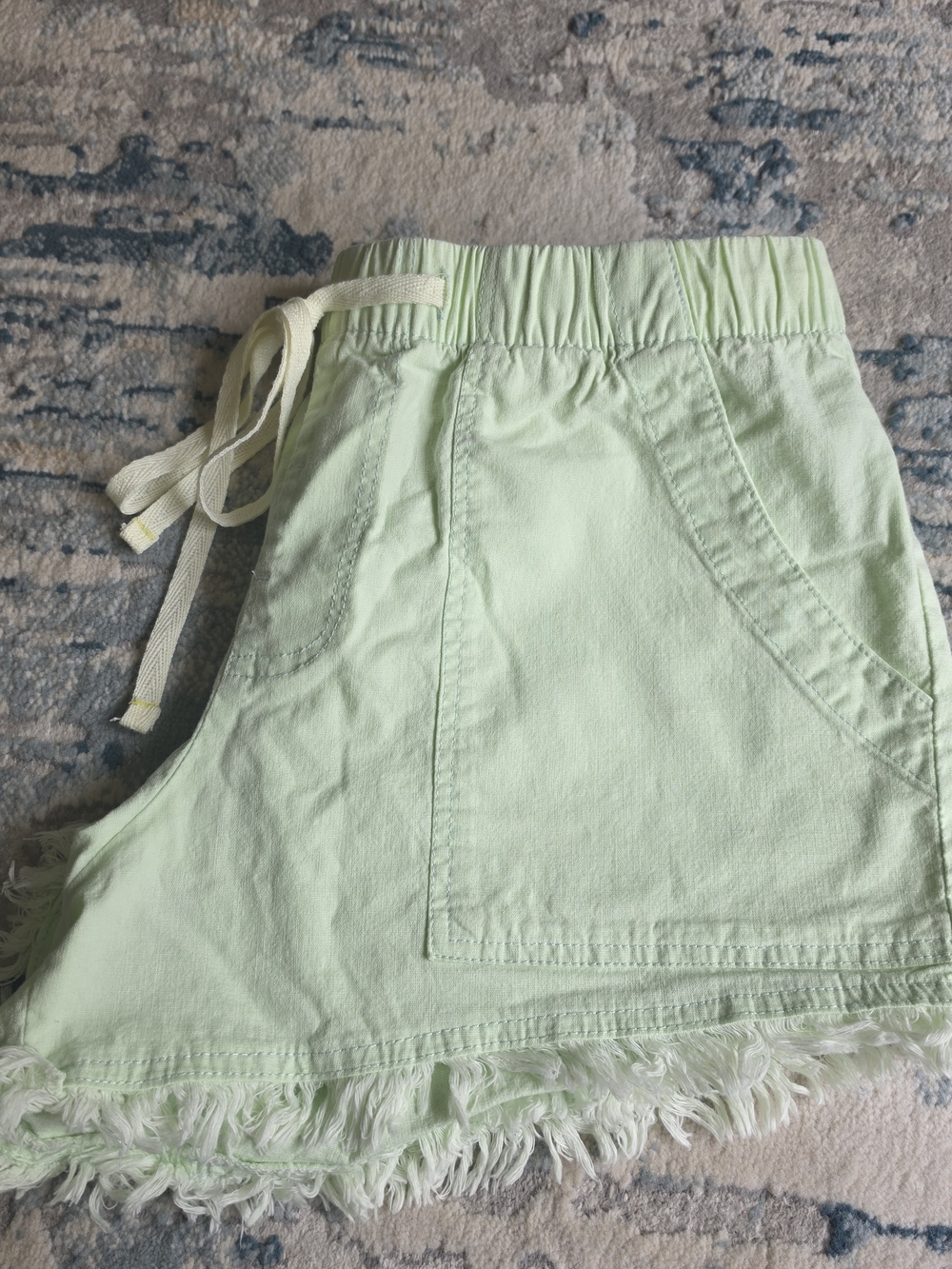 SHEIN Light Green Frayed Denim Shorts